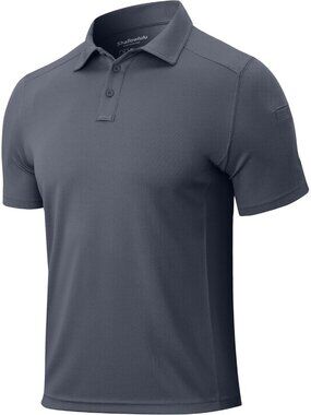 Men’s  Grey Quick Dry Tactical Polo Shirt Short Sleeve Casual Golf Top